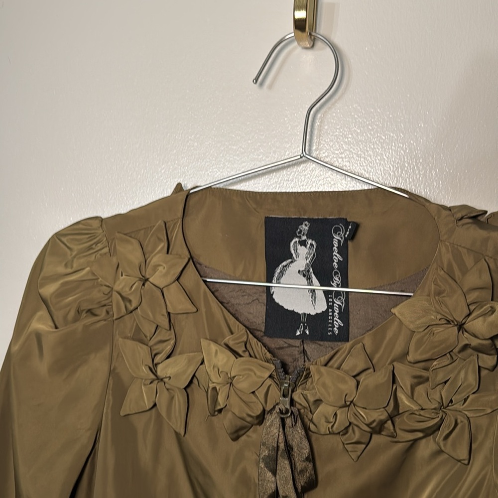 Olive Green Ruffled Jacket - Picture 3 of 4